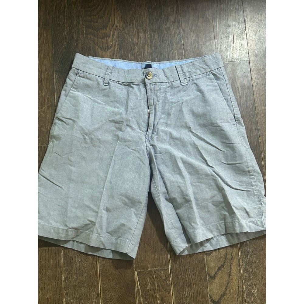 IZOD Men's Light Gray Blue Chino Golf Shorts Flat Front Zip Fly US Size 30